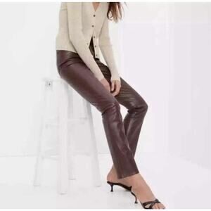 NWOT Gap Womens Vintage High Rise Slim Faux Leather Pants Brown 30(10R)